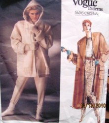 1637 VOGUE CHRISTIAN DIOR HOOD COAT, PANTS STIRRUP OR NOT PATTERN 8, 10,12 choice